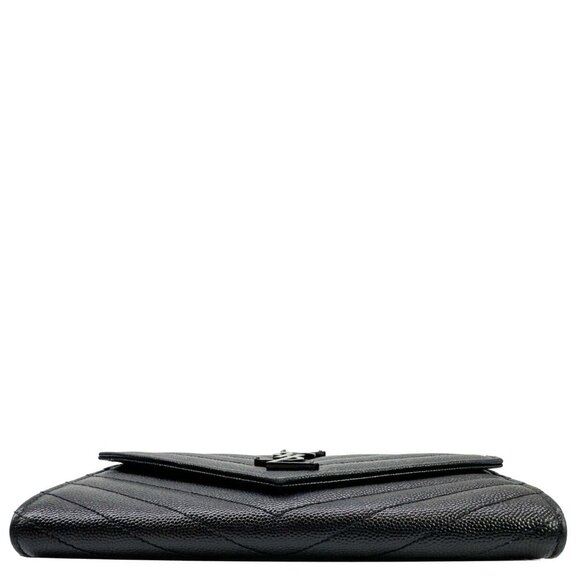 Yves Saint Laurent  Cassandra Grain De Poudre Leather Long Wallet Black - Picture 9 of 12